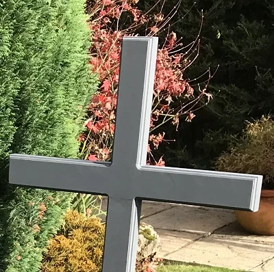 Grave marker cross by Wood Grave Memorials