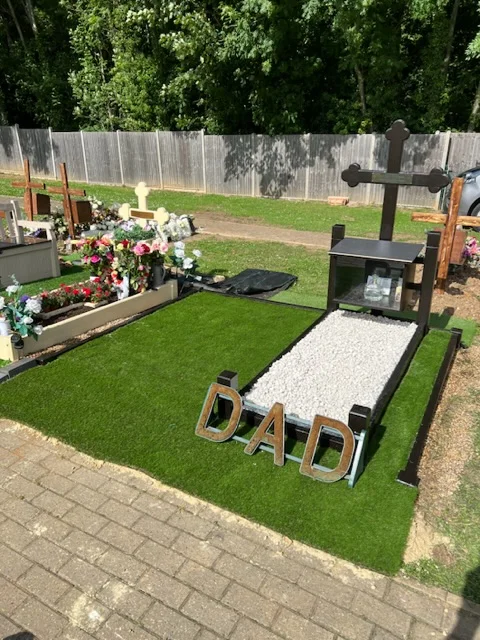 Double plot, raised and levelled with new artificial turf